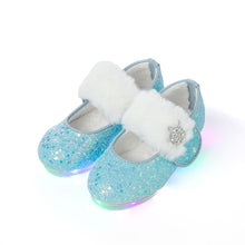 Load image into Gallery viewer, 'Winter Snow Flakes' LED Fur Mary Jane Shoes