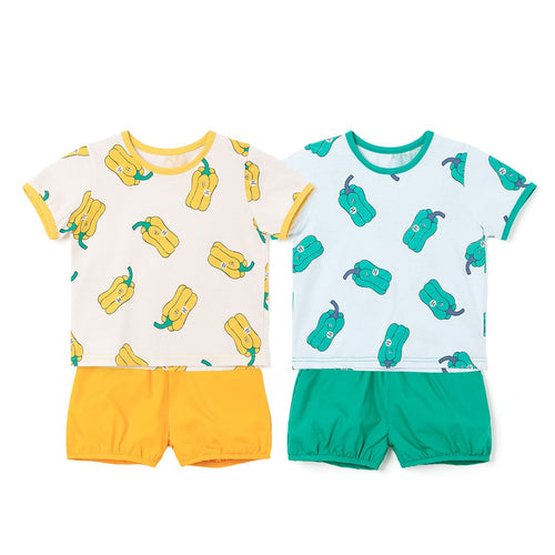 kids bell pepper pattern outfit set