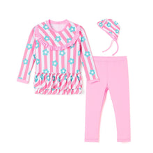 将图片加载到图库查看器,'Lala Flower' Rash Guard Swimsuit Set (Swim Cap, Pouch Set)