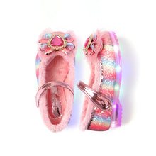Load image into Gallery viewer, 'Jewel Heart' LED Fur Mary Jane Shoes