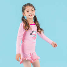 将图片加载到图库查看器,Bread Barbershop 'Neon Pink Macaron' Pink Rash Guard Swimsuit Set (Swim Cap, Pouch Set)