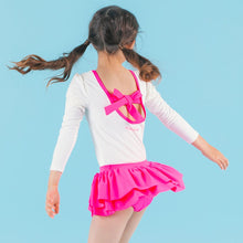 将图片加载到图库查看器,Bread Barbershop 'Neon Pink Macaron' White Rash Guard Swimsuit Set (Swim Cap, Pouch Set)