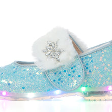 Load image into Gallery viewer, 'Winter Snow Flakes' LED Fur Mary Jane Shoes