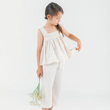 Load image into Gallery viewer, girls beige linen outfit set