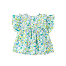 将图片加载到图库查看器,blue and green flower pattern blouse