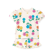 将图片加载到图库查看器,girls flower pattern ivory outfit set
