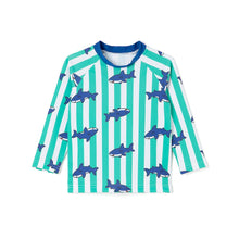 将图片加载到图库查看器,'Shark Shark' Rash Guard Swimsuit Set (Swim Cap, Pouch Set)