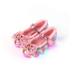 Load image into Gallery viewer, 'Jewel Heart' LED Fur Mary Jane Shoes