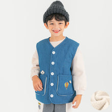 将图片加载到图库查看器,kids denim fleece vest