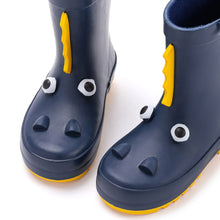 Load image into Gallery viewer, kids navy dinosaur rain boots
