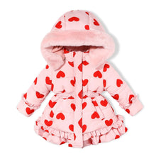 将图片加载到图库查看器,girls pink heart padded jacket