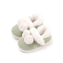 Load image into Gallery viewer, kids green knit fur shoes
