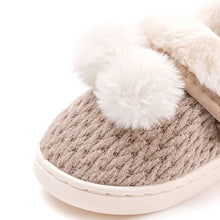 Load image into Gallery viewer, kids brown knit fur shoes