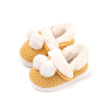 Load image into Gallery viewer, kids yellow knit fur shoes