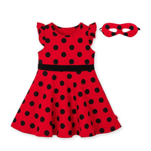 Load image into Gallery viewer, girls black dotted red dress
