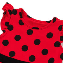 将图片加载到图库查看器,girls black dotted red dress