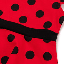 将图片加载到图库查看器,girls black dotted red dress