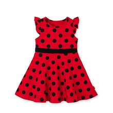 将图片加载到图库查看器,girls black dotted red dress