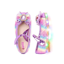 Load image into Gallery viewer, girls purple rainbow mary jane shoes
