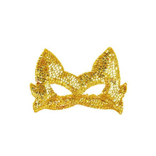 Load image into Gallery viewer, gold pearly cat halloween mask for kids