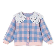 将图片加载到图库查看器,girls pink check cardigan