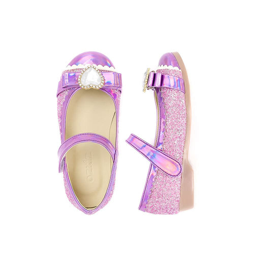 girls purple glitter mary jane shoes