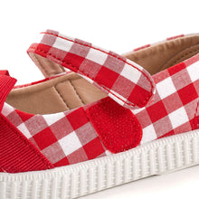 将图片加载到图库查看器,girls red checkered shoes