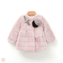 Load image into Gallery viewer, girls pink shearling coat
