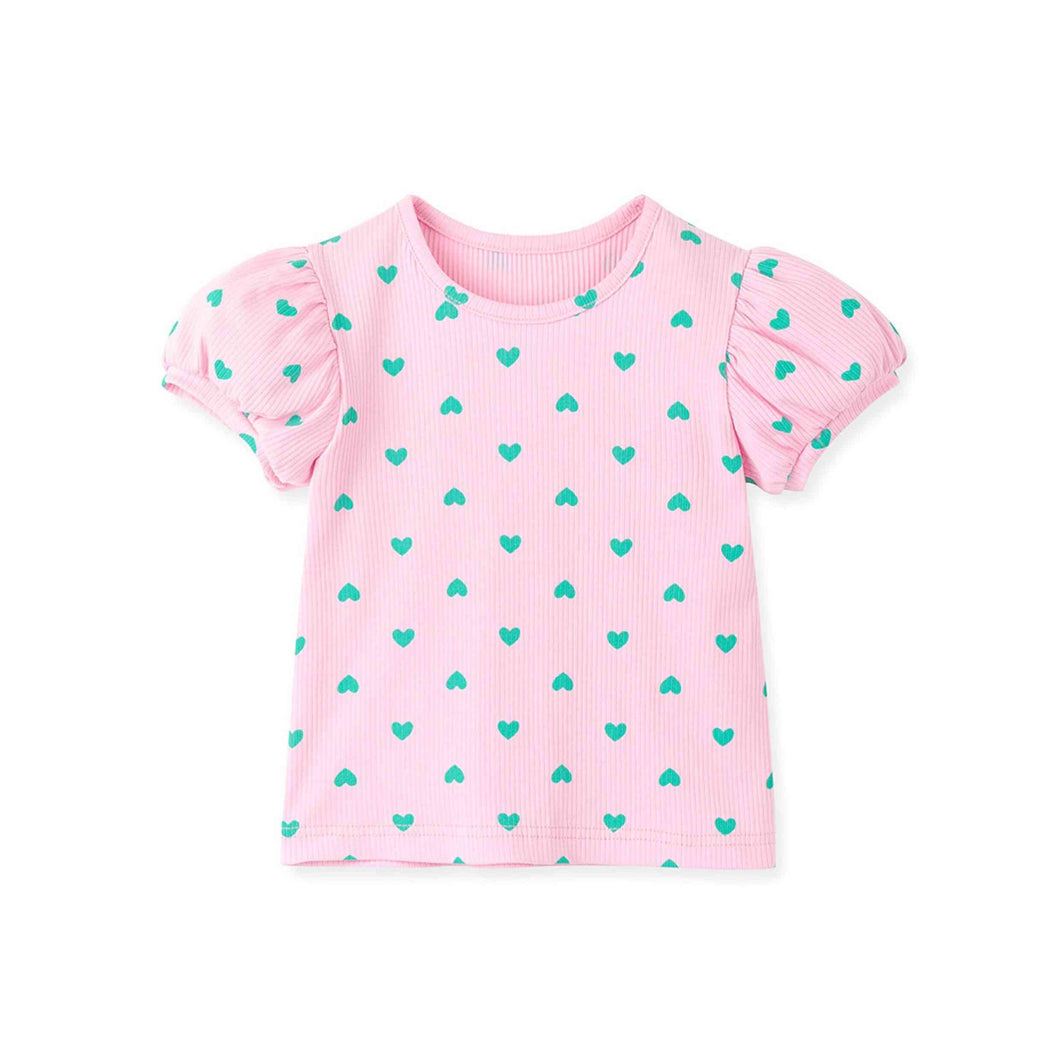 pink heart patterned t-shirt