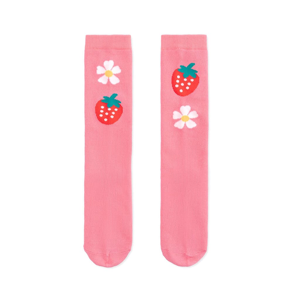 'Flower Strawberry' Non-Slip Socks (Pouch Set)
