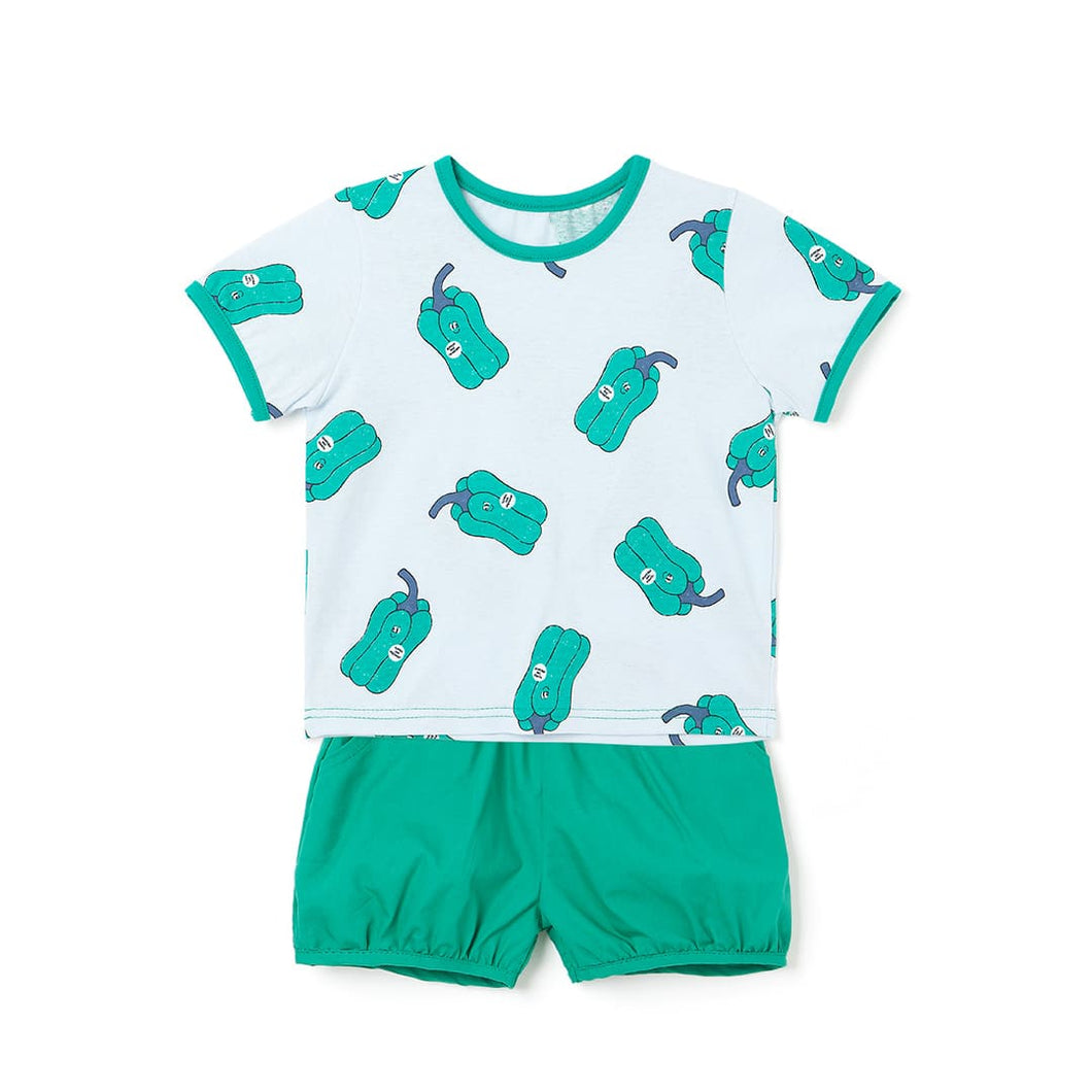 green bell pepper pattern outfit set
