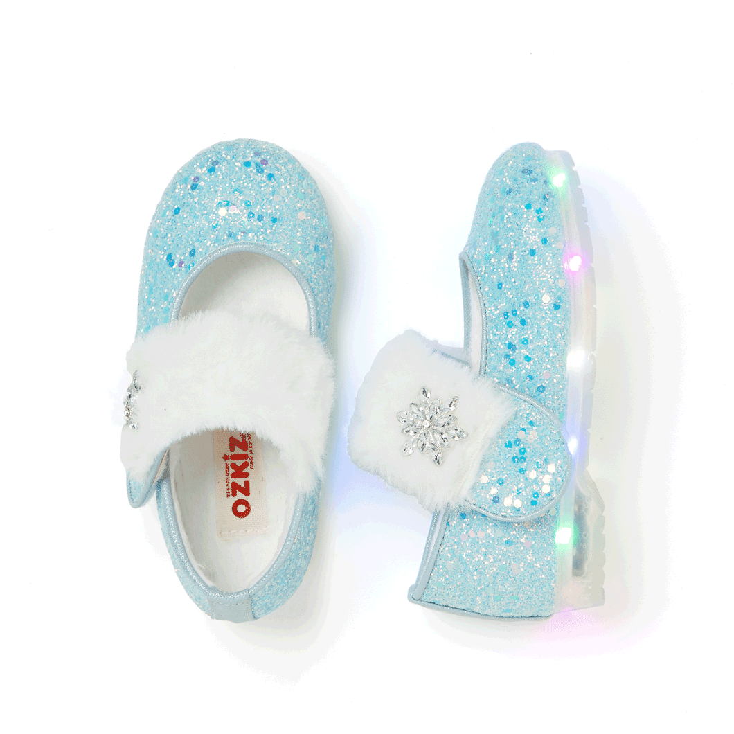 'Winter Snow Flakes' LED Fur Mary Jane Shoes