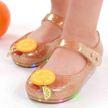 Load image into Gallery viewer, &#39;Tok Tok Orange&#39; LED Jelly Shoes
