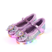将图片加载到图库查看器，&#39;Shine Heart&#39; LED Fur Mary Jane Shoes
