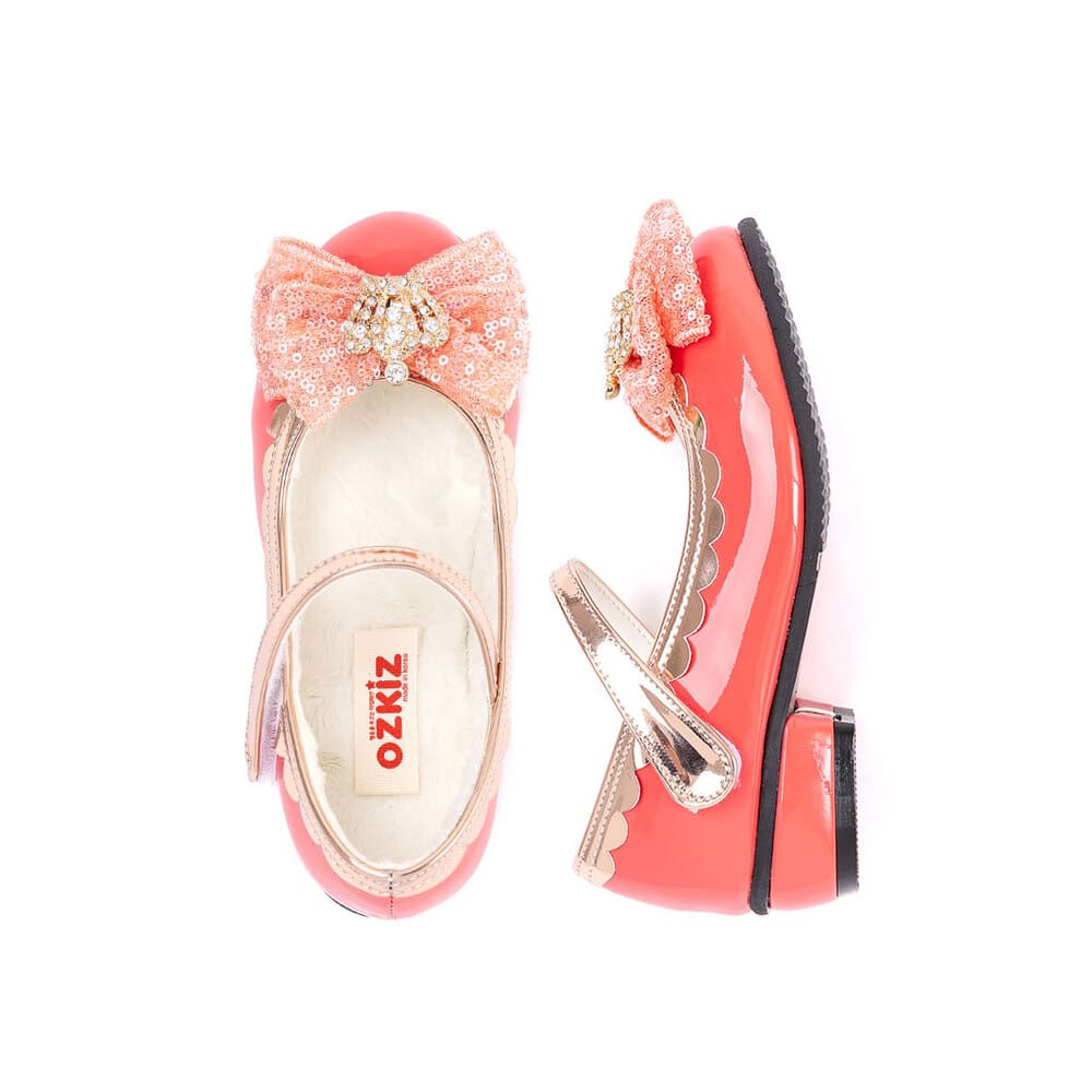 girls coral fur mary jane shoes