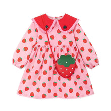 Load image into Gallery viewer, girls pink strawberry dress and bag

