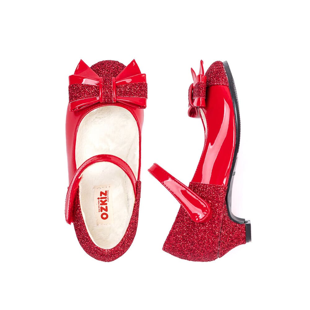 girls red fur mary jane shoes