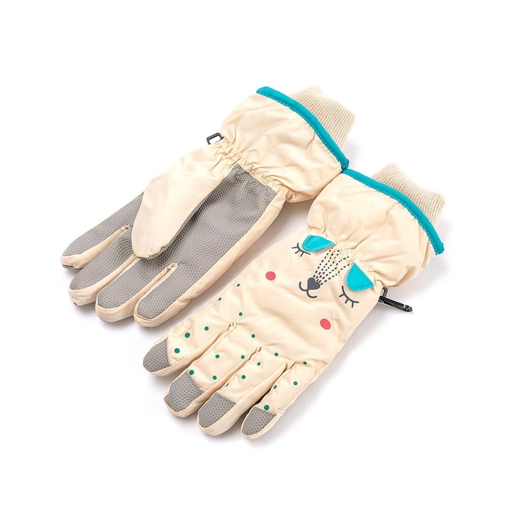 kids ivory winter gloves