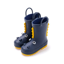 Load image into Gallery viewer, kids navy dinosaur rain boots
