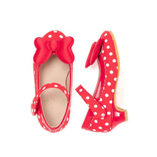 Load image into Gallery viewer, girls white dotted red mary jane shoes
