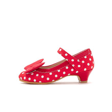 Load image into Gallery viewer, girls white dotted red mary jane shoes
