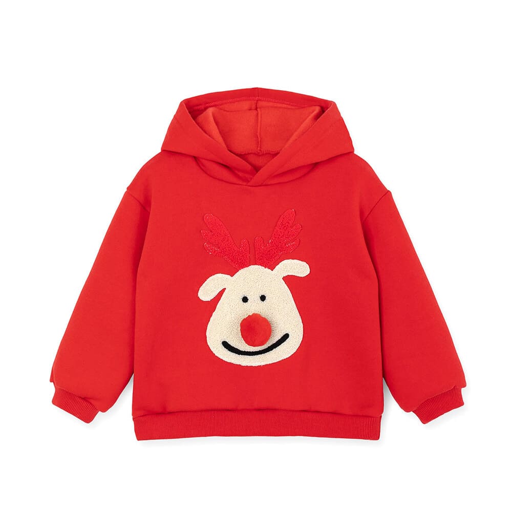 kids red rudolph hooded t-shirt