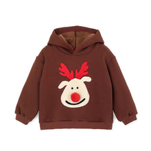 Load image into Gallery viewer, kids brown rudolph hooded t-shirt
