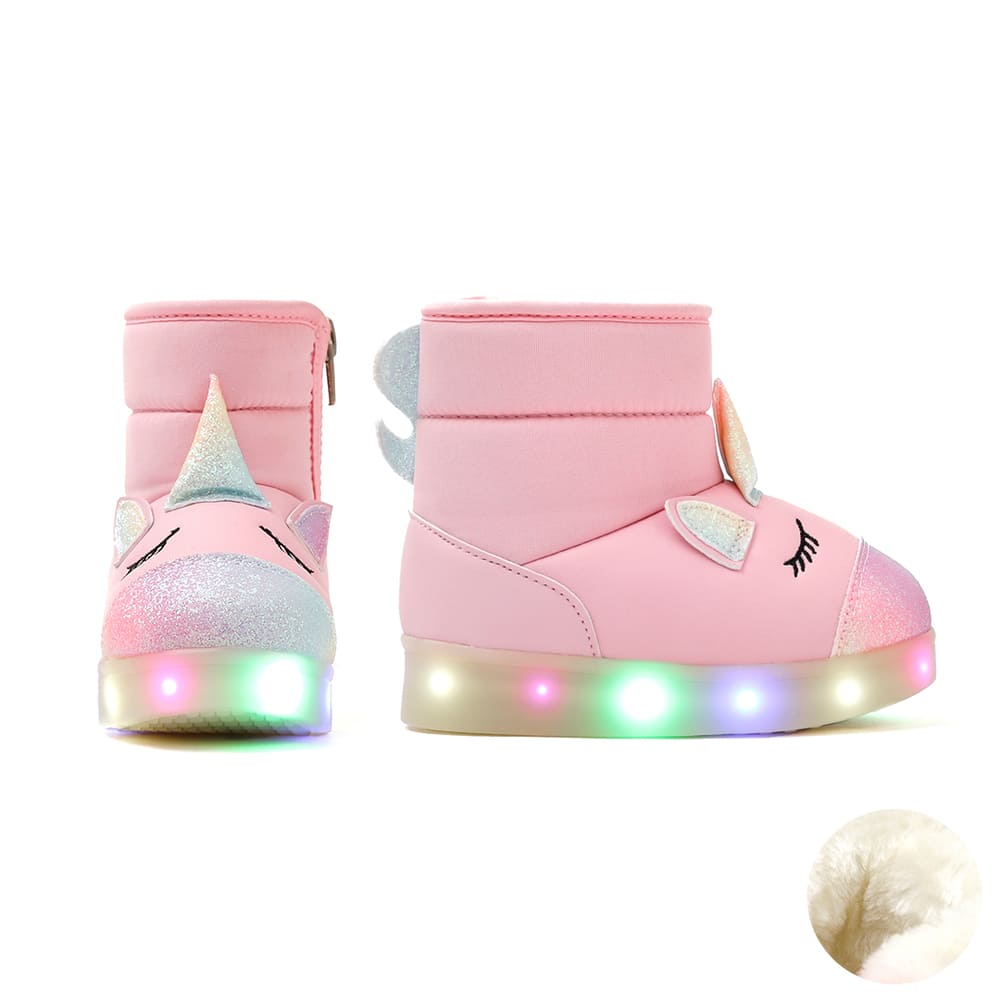 girls pink padded boots