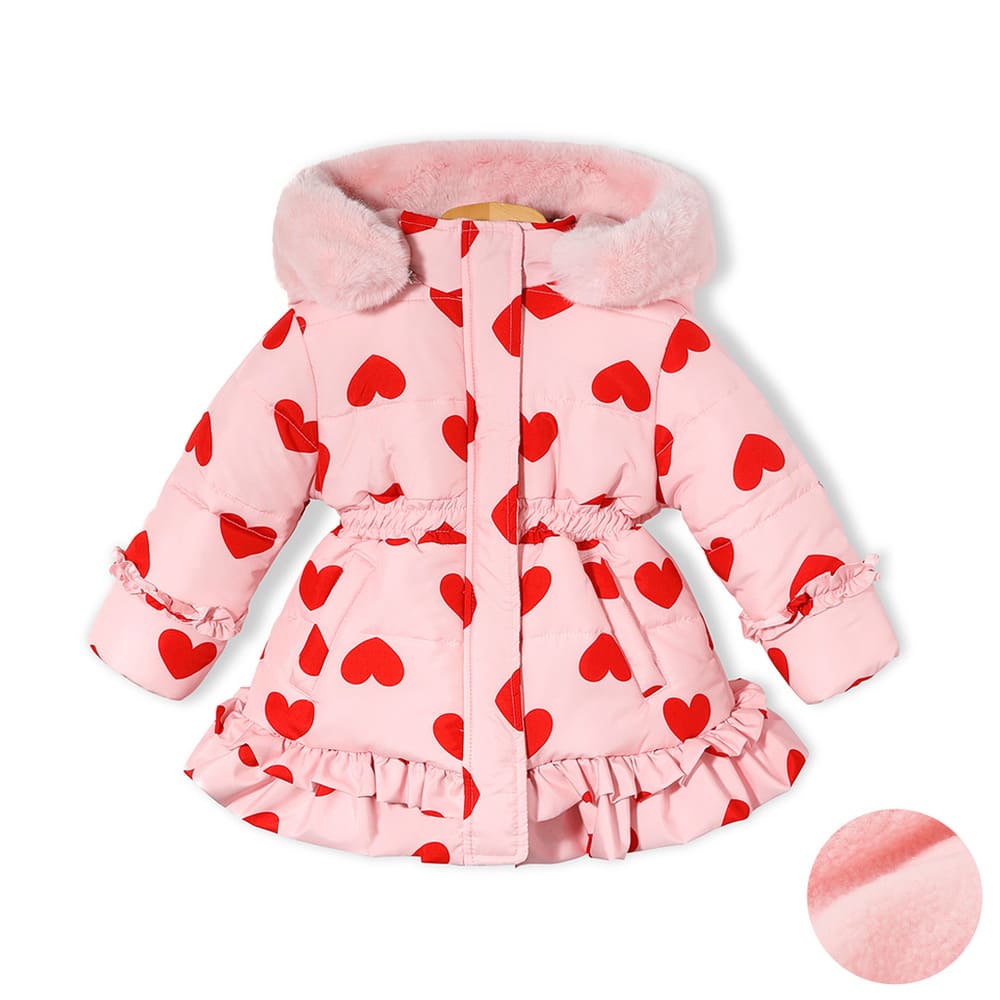 girls pink heart padded jacket