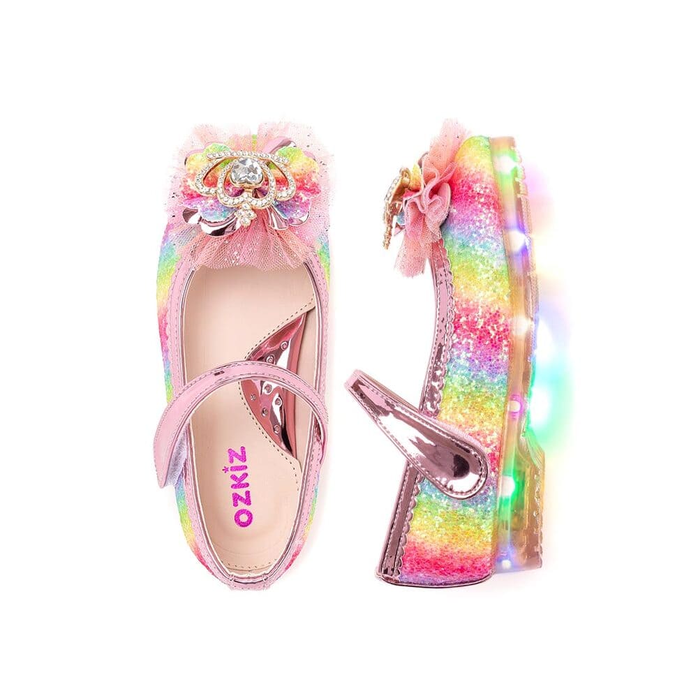 girls pink rainbow mary jane shoes