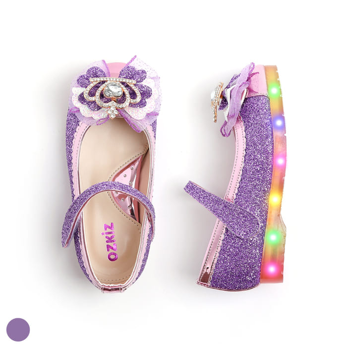 girls purple led mary jane shoes