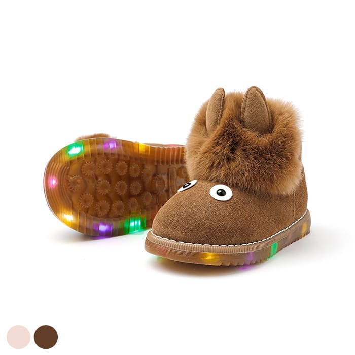 kids brown led winter boots