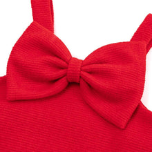 将图片加载到图库查看器，girls red ribbon dress
