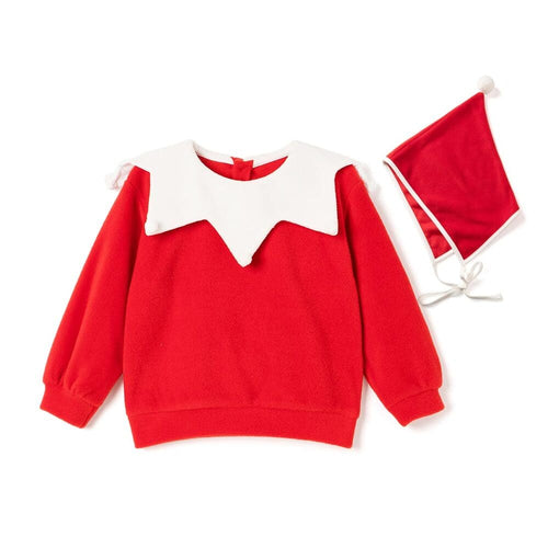 kids red santa sweatshirt and hat